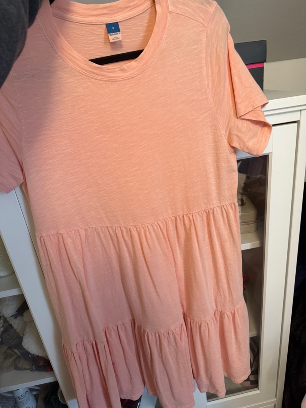 Old Navy Peach Tiered Short Sleeve Dress